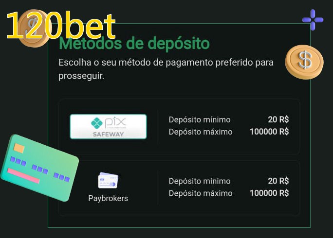 O cassino 120betbet oferece uma grande variedade de métodos de pagamento